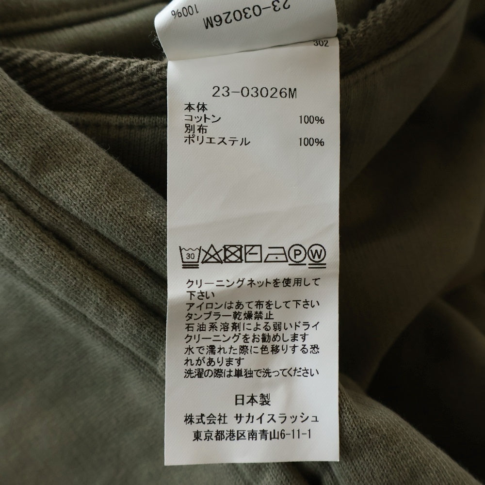 Sacai(サカイ) Nylon sweat ナイロン切替スウェットジャージーロングパンツ カーキ 23-03026M