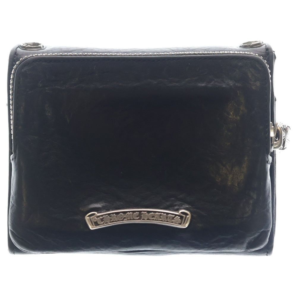 CHROME HEARTS(クロムハーツ) LIL SPOON リルスプーン クロスボタンレザー財布 ブラック/シルバー