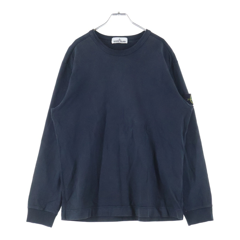 STONE ISLAND(ストーンアイランド) ロゴワッペン ヘビーウェイト コットン クルーネック カットソー 長袖Tシャツ ブラック 731564450
