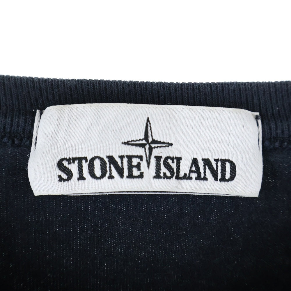 STONE ISLAND(ストーンアイランド) ロゴワッペン ヘビーウェイト コットン クルーネック カットソー 長袖Tシャツ ブラック 731564450