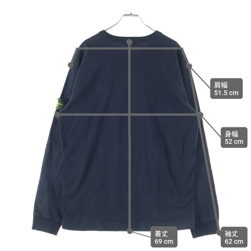 STONE ISLAND(ストーンアイランド) ロゴワッペン ヘビーウェイト コットン クルーネック カットソー 長袖Tシャツ ブラック 731564450