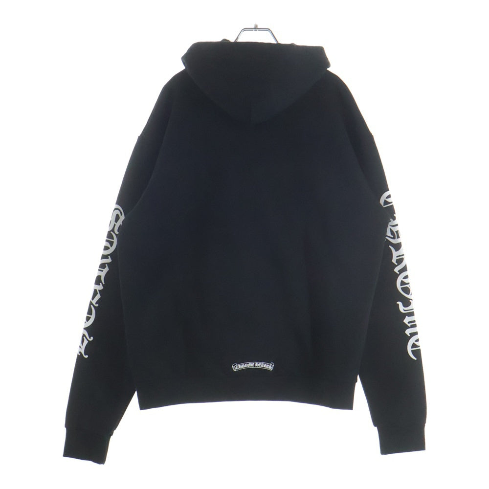 CHROME HEARTS(クロムハーツ) PULLOVER HOODIE ヴァーティカル ロゴ アームロゴプリント スウェット プルオーバーパーカー ブラック