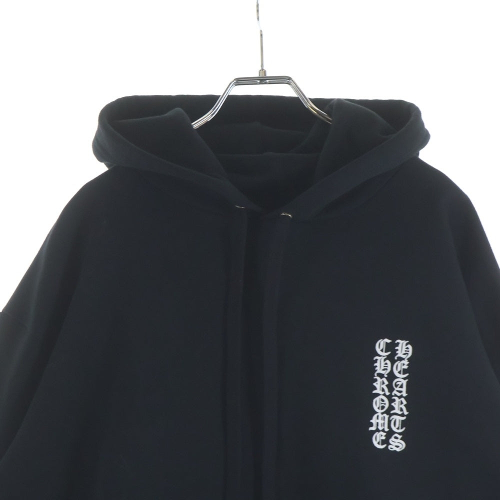 CHROME HEARTS(クロムハーツ) PULLOVER HOODIE ヴァーティカル ロゴ アームロゴプリント スウェット プルオーバーパーカー ブラック