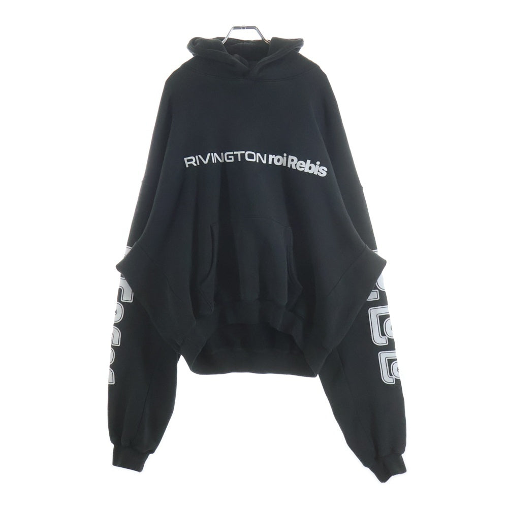 RIVINGTON roi Rebis(リヴィントンロイレビス ) METANOIA USO CVA HOODIE フロントロゴプリント プルオーバーパーカー フーディ ブラック
