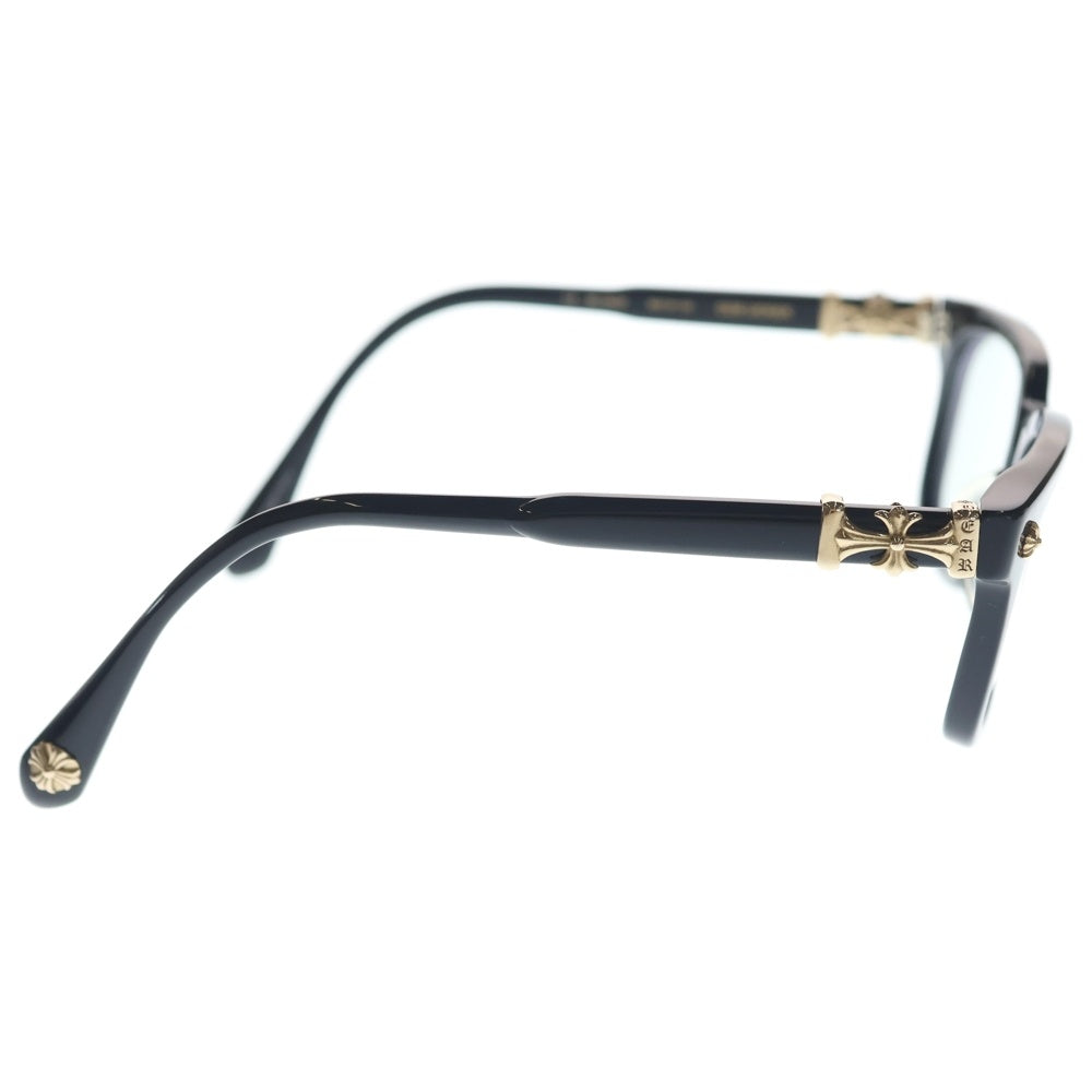 CHROME HEARTS(クロムハーツ) COX UCKER CHクロステンプル ウェリントンアイウェア 眼鏡 ブラック/ゴールド ※度入り