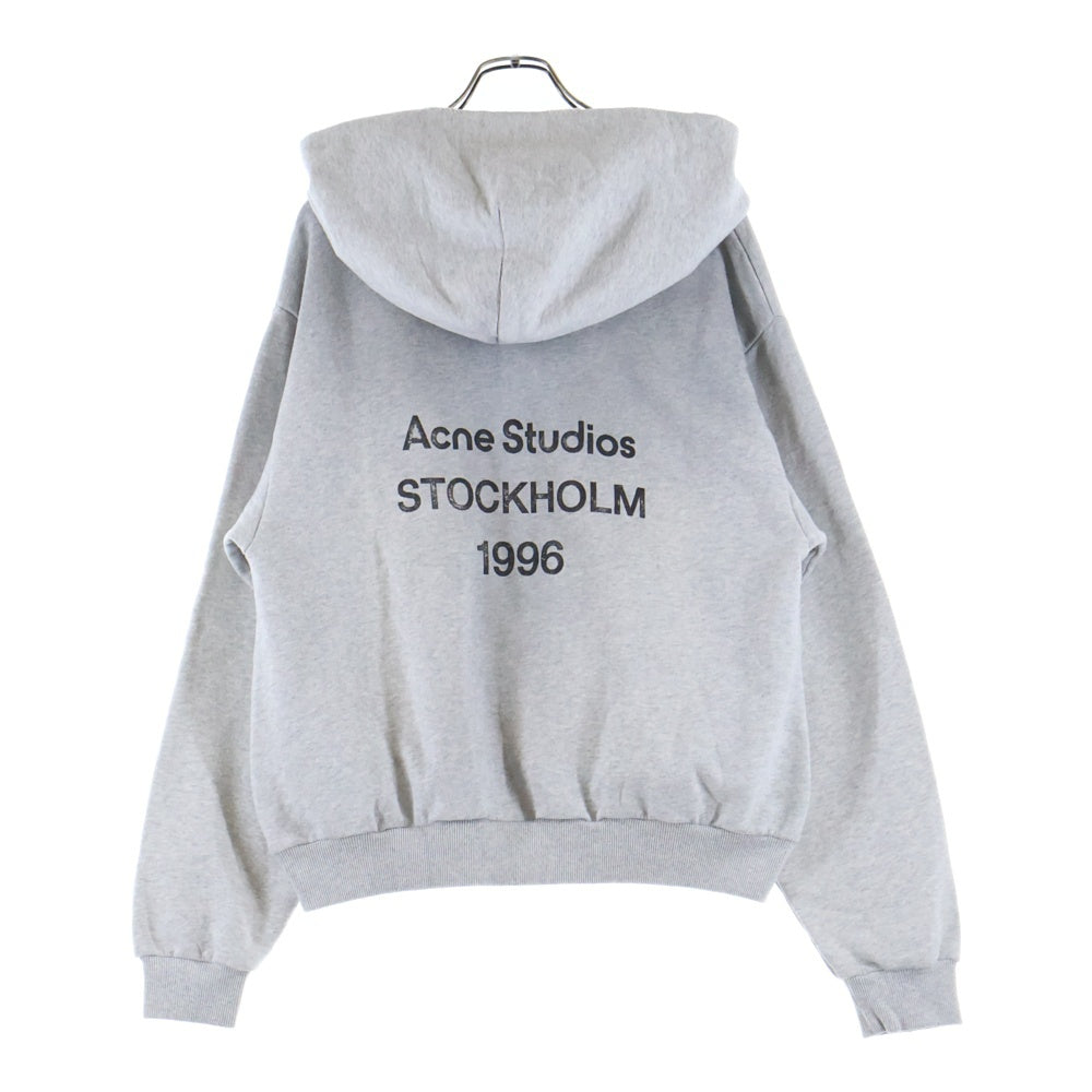 ACNE STUDIOS Bla Konst(アクネストゥディオズ ブロコンスト) Logo Hooded Sweater ロフーディーセーター バックプリントプルオーバーパーカー グレー FN-UX-SWEA000023