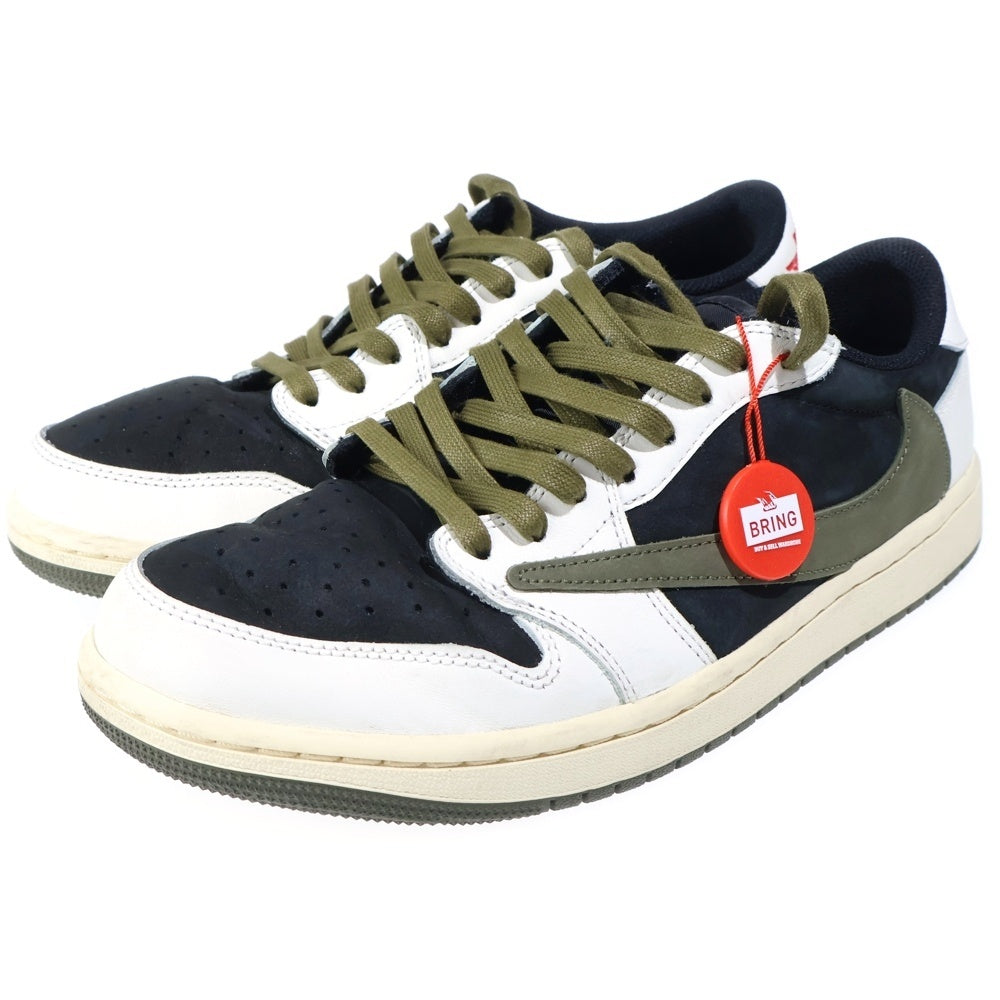 NIKE(ナイキ) ×TRAVIS SCOTT WMNS AIR JORDAN 1 LOW OG DZ4137-106 トラヴィススコット ウィメンズ エアジョーダン1 ローカットスニーカー ホワイト/オリーブ US10.5/27.5cm レディース