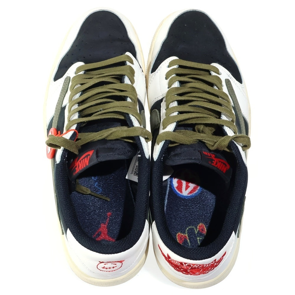 NIKE(ナイキ) ×TRAVIS SCOTT WMNS AIR JORDAN 1 LOW OG DZ4137-106 トラヴィススコット ウィメンズ エアジョーダン1 ローカットスニーカー ホワイト/オリーブ US10.5/27.5cm レディース