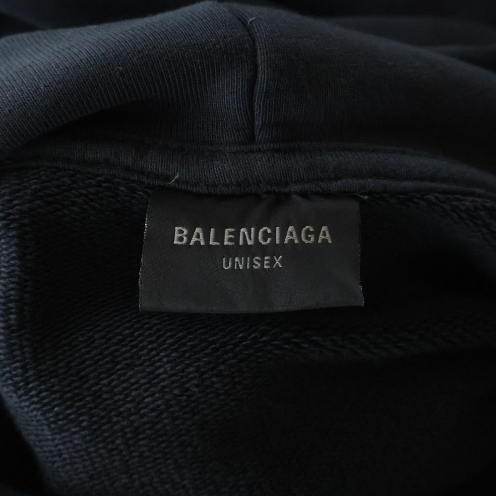 BALENCIAGA(バレンシアガ) Large Fit Hoodie ラージフィットフーディー プリントプルオーバーパーカー ブラック 803265 TRVA2