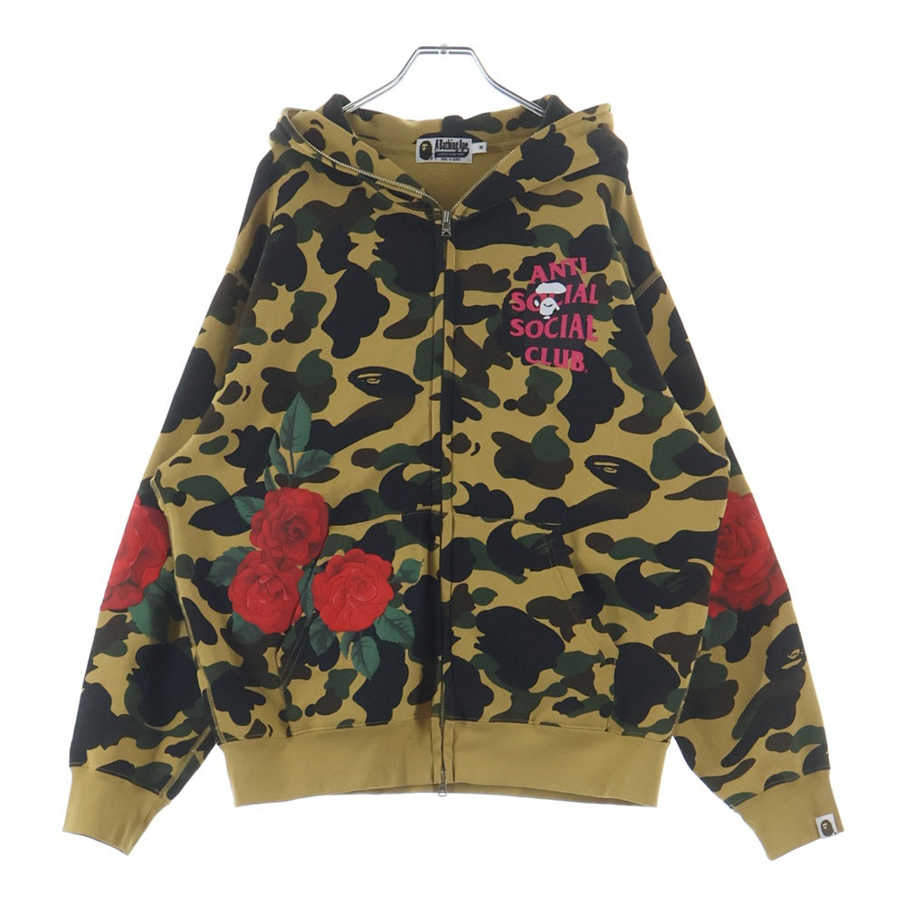 A BATHING APE(アベイシングエイプ) ×ANTI SOCIAL SOCIAL CLUB BAPE X ASSC FULLZIP HOODIE アンチソーシャルソーシャルクラブ フルジップ スウェット パーカー イエロー 001ZPK731903C