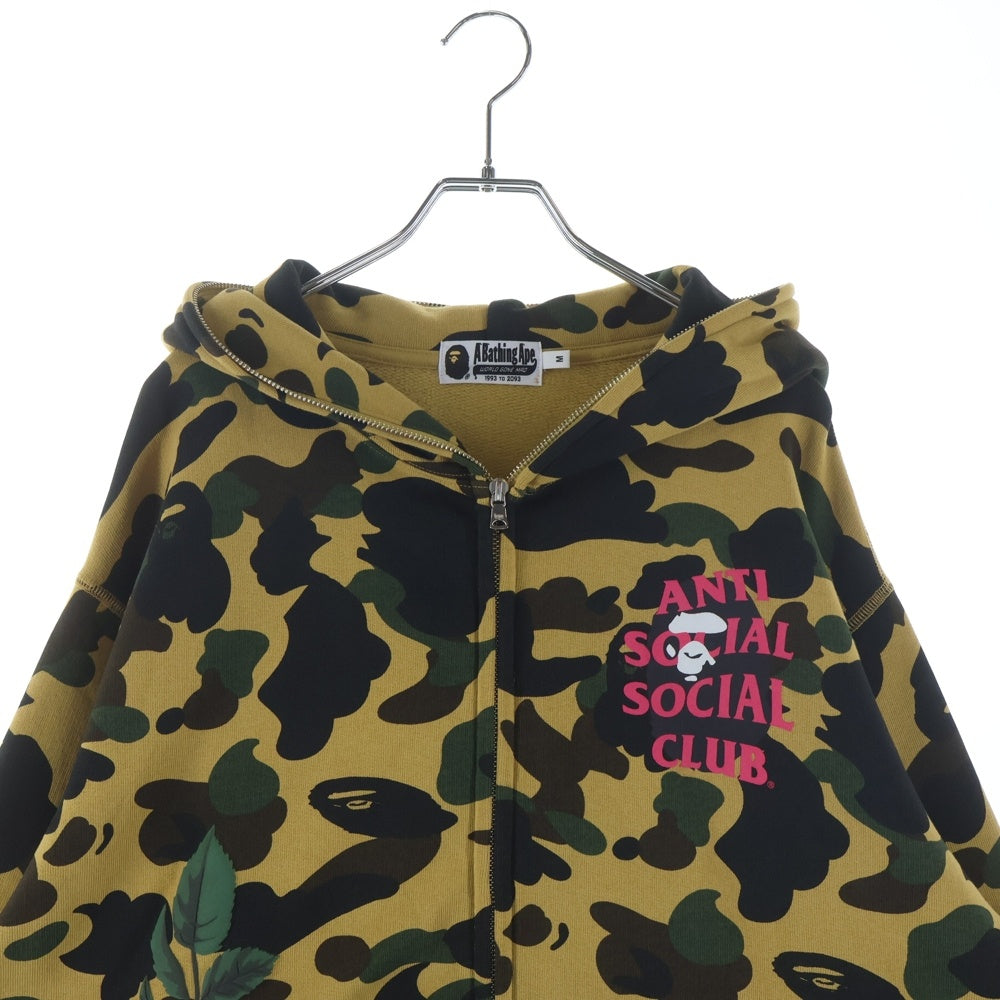 A BATHING APE(アベイシングエイプ) ×ANTI SOCIAL SOCIAL CLUB BAPE X ASSC FULLZIP HOODIE アンチソーシャルソーシャルクラブ フルジップ スウェット パーカー イエロー 001ZPK731903C