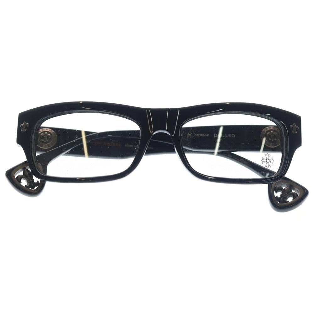 CHROME HEARTS(クロムハーツ) DRILLED BSフレア ウェリントン ブラックフレーム アイウェア 眼鏡 メガネ ブラック/シルバー