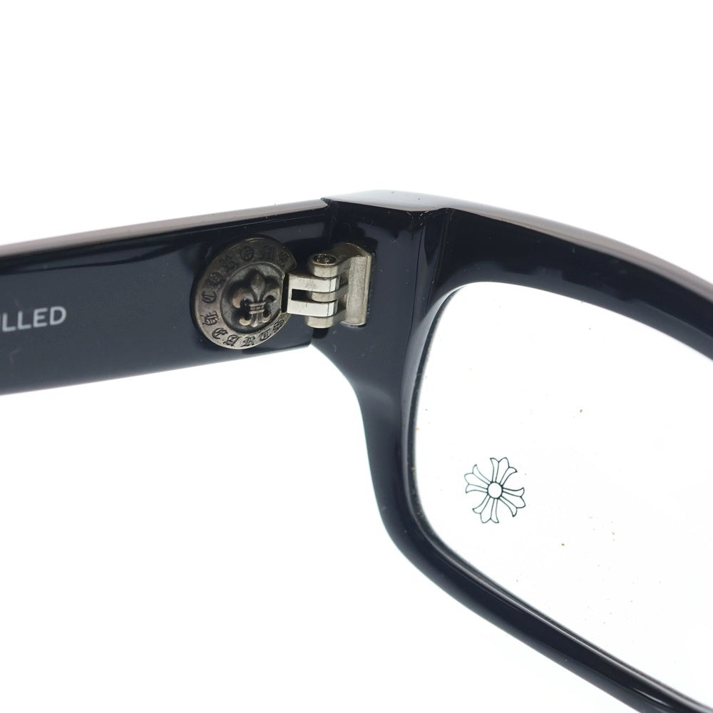 CHROME HEARTS(クロムハーツ) DRILLED BSフレア ウェリントン ブラックフレーム アイウェア 眼鏡 メガネ ブラック/シルバー
