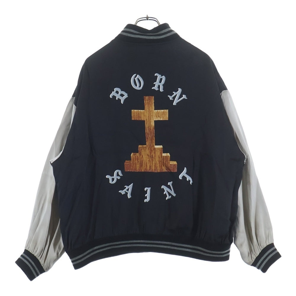 SAINT MICHAEL(セントマイケル) ×BORN X RAISED BR SATIN JACKET サテンジャケット スカジャン スーベニアジャケット ブラック SM-YS8-0000-C12