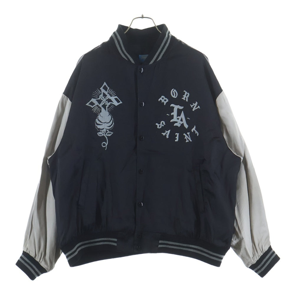 SAINT MICHAEL(セントマイケル) ×BORN X RAISED BR SATIN JACKET サテンジャケット スカジャン スーベニアジャケット ブラック SM-YS8-0000-C12
