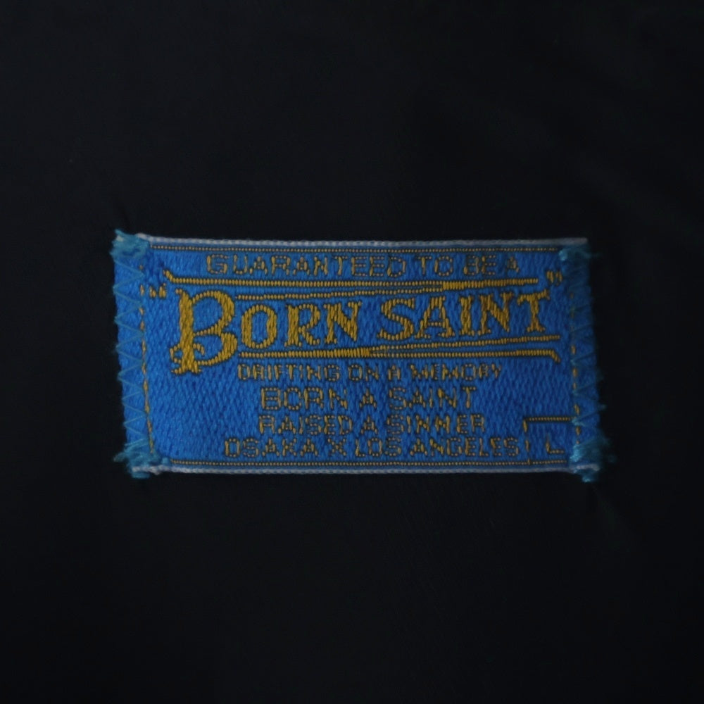 SAINT MICHAEL(セントマイケル) ×BORN X RAISED BR SATIN JACKET サテンジャケット スカジャン スーベニアジャケット ブラック SM-YS8-0000-C12