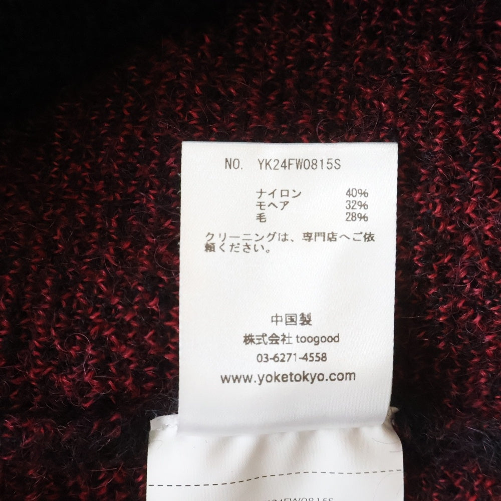 YOKE(ヨーク) 24AW Jacquard Mohair Sweater ジャガードモヘアセーター クルーネックニット レッド/ブラック YK24FW0815S