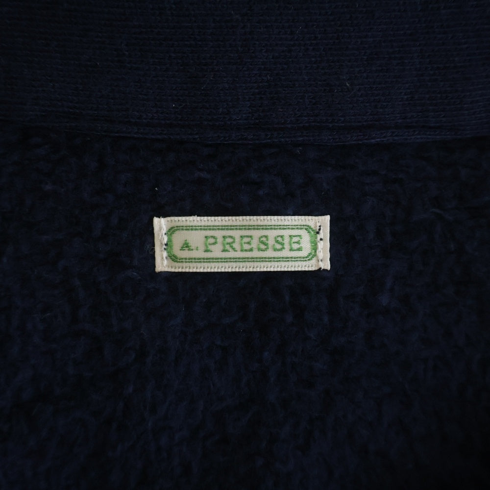 A.PRESSE(アプレッセ) Vintage Light Weight Half Zip Sweatshirt ヴィンテージ ライト ウェイト ハーフ ジップ スウェット トレーナー ネイビー 26SAP-05-08