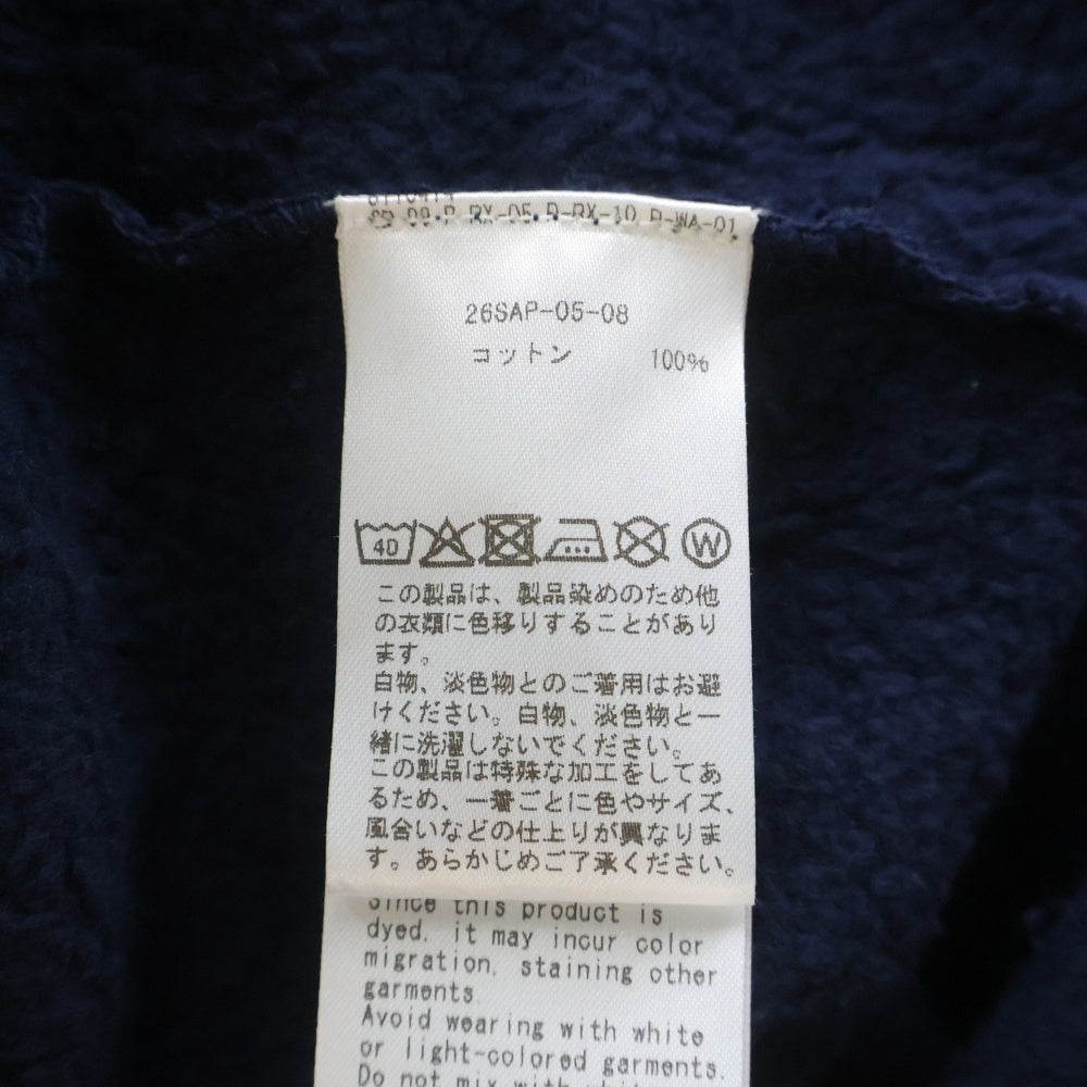 A.PRESSE(アプレッセ) Vintage Light Weight Half Zip Sweatshirt ヴィンテージ ライト ウェイト ハーフ ジップ スウェット トレーナー ネイビー 26SAP-05-08