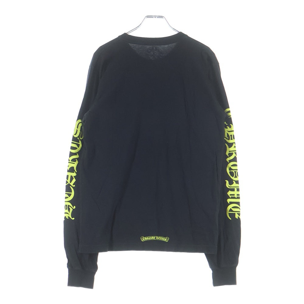 CHROME HEARTS(クロムハーツ) CH LS NECK LOGO ネックロゴプリント 袖ロゴ 長袖Tシャツ ブラック/イエロー