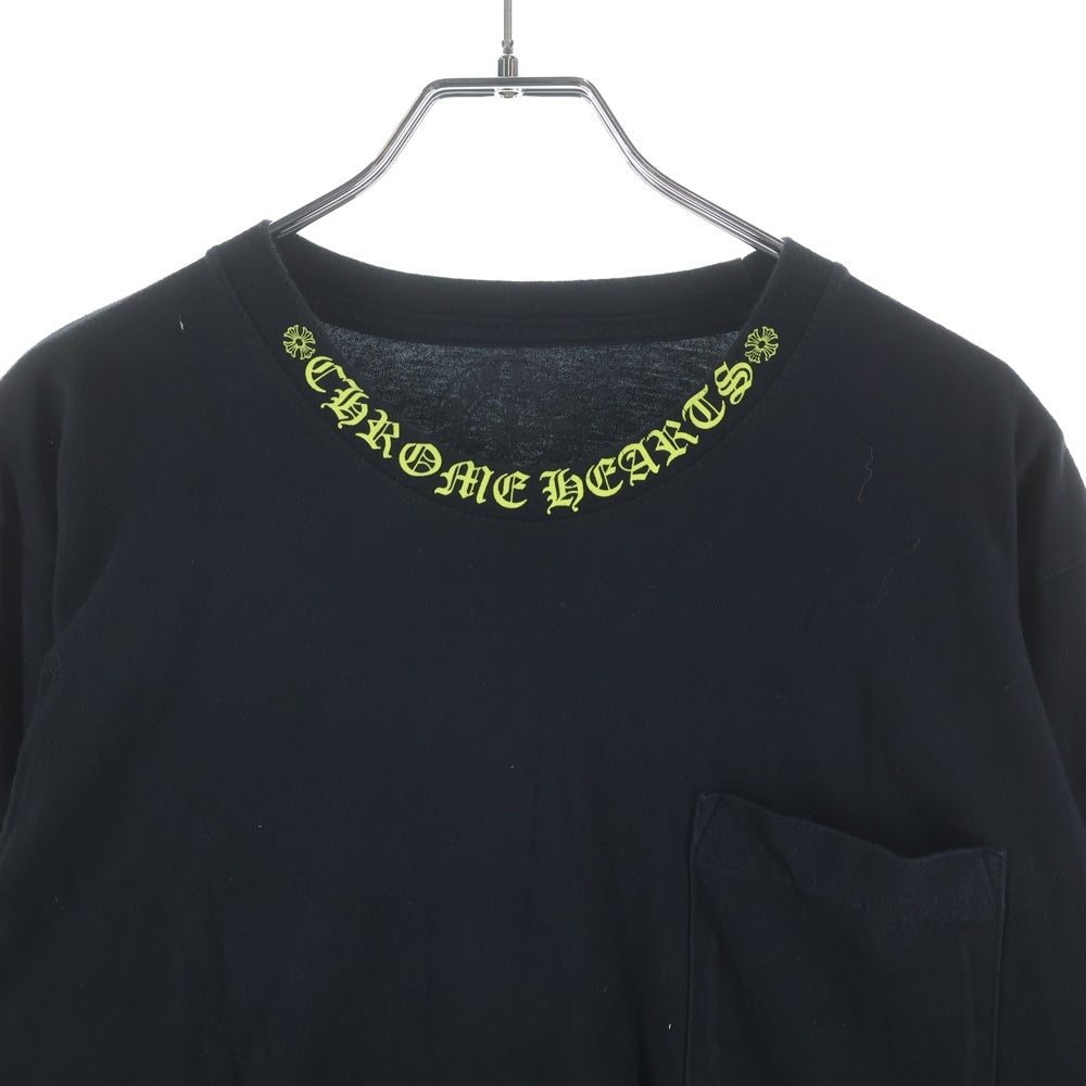 CHROME HEARTS(クロムハーツ) CH LS NECK LOGO ネックロゴプリント 袖ロゴ 長袖Tシャツ ブラック/イエロー