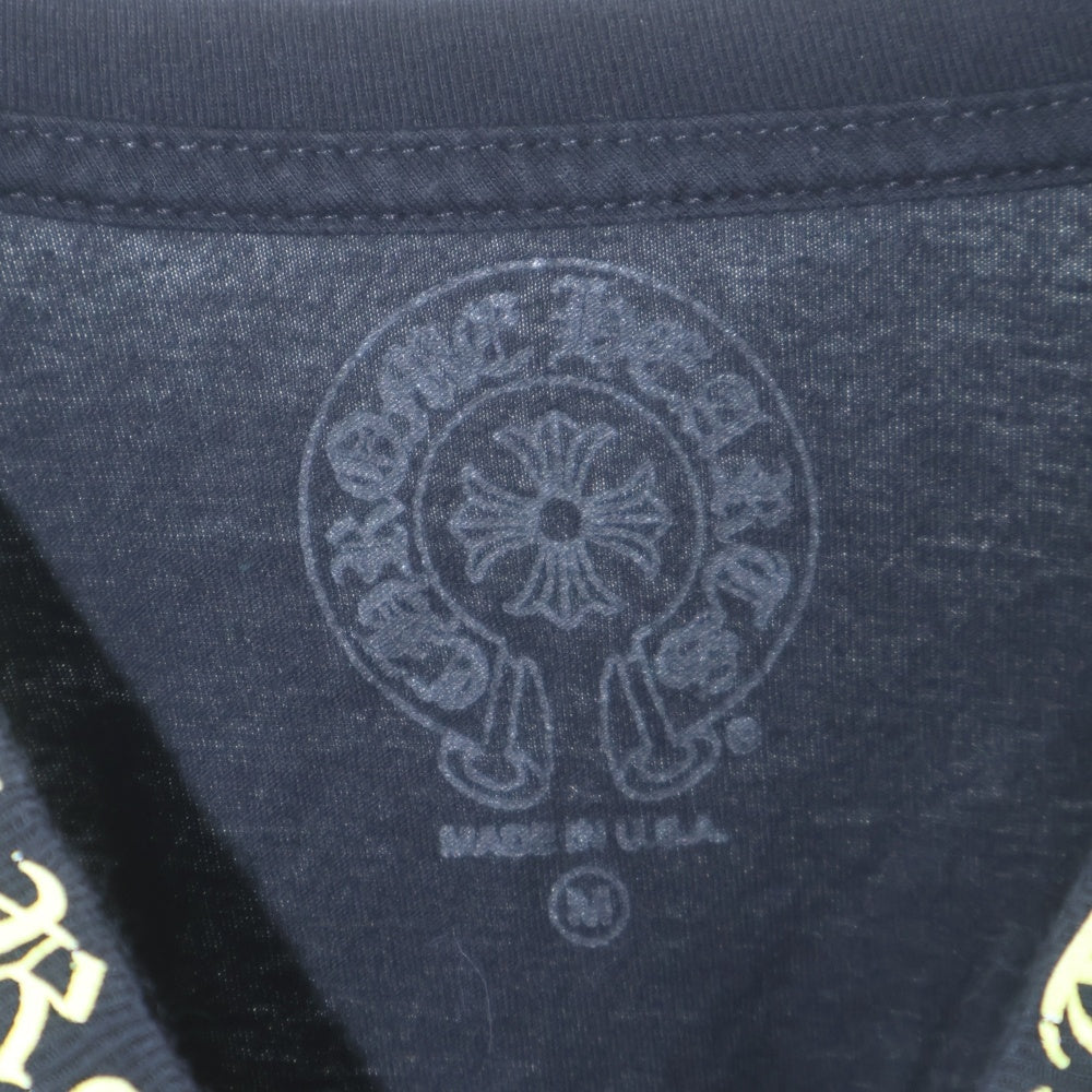 CHROME HEARTS(クロムハーツ) CH LS NECK LOGO ネックロゴプリント 袖ロゴ 長袖Tシャツ ブラック/イエロー