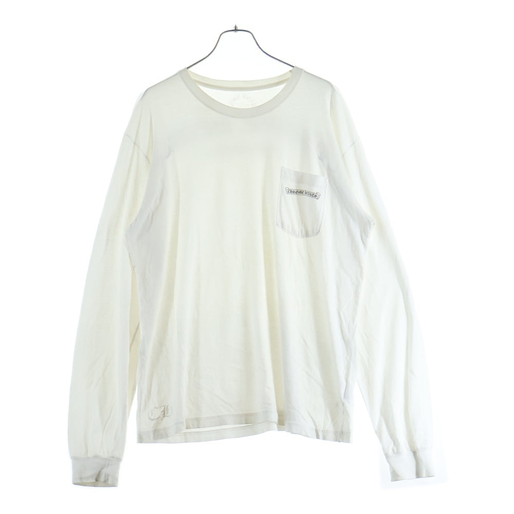 CHROME HEARTS(クロムハーツ) Fuck You CH SCROLL LABEL L/S Tee ファックユー スクロールラベル バックプリント ポケット付き ロングスリーブ 長袖Tシャツ カットソー ロンT ホワイト