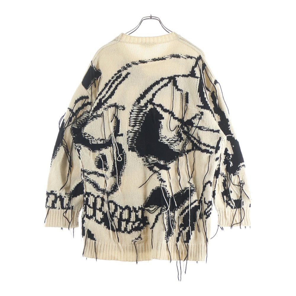 Alexander McQueen(アレキサンダーマックイーン) Exploded Skull Wool Blend Sweater エクスプローディッドスカル ウールセーター クルーネックニット ホワイト/ブラック 632852 Q1RSS