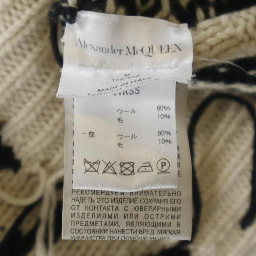 Alexander McQueen(アレキサンダーマックイーン) Exploded Skull Wool Blend Sweater エクスプローディッドスカル ウールセーター クルーネックニット ホワイト/ブラック 632852 Q1RSS