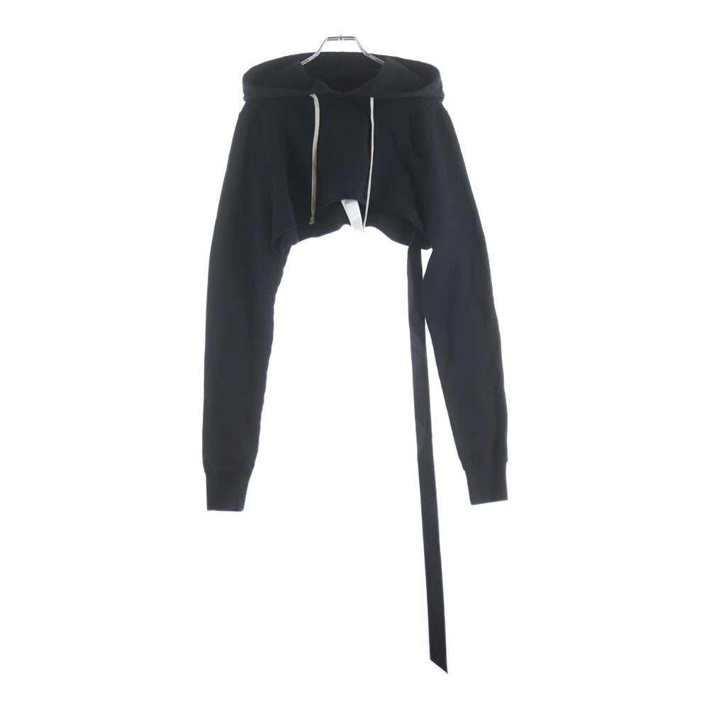 Rick Owens DRKSHDW(リックオウエンス ダークシャドウ) Hollywood Cropped Hoodie ハリウッド クロップド フーディ プルオーバーパーカー ブラック レディース DU01E3257-FP