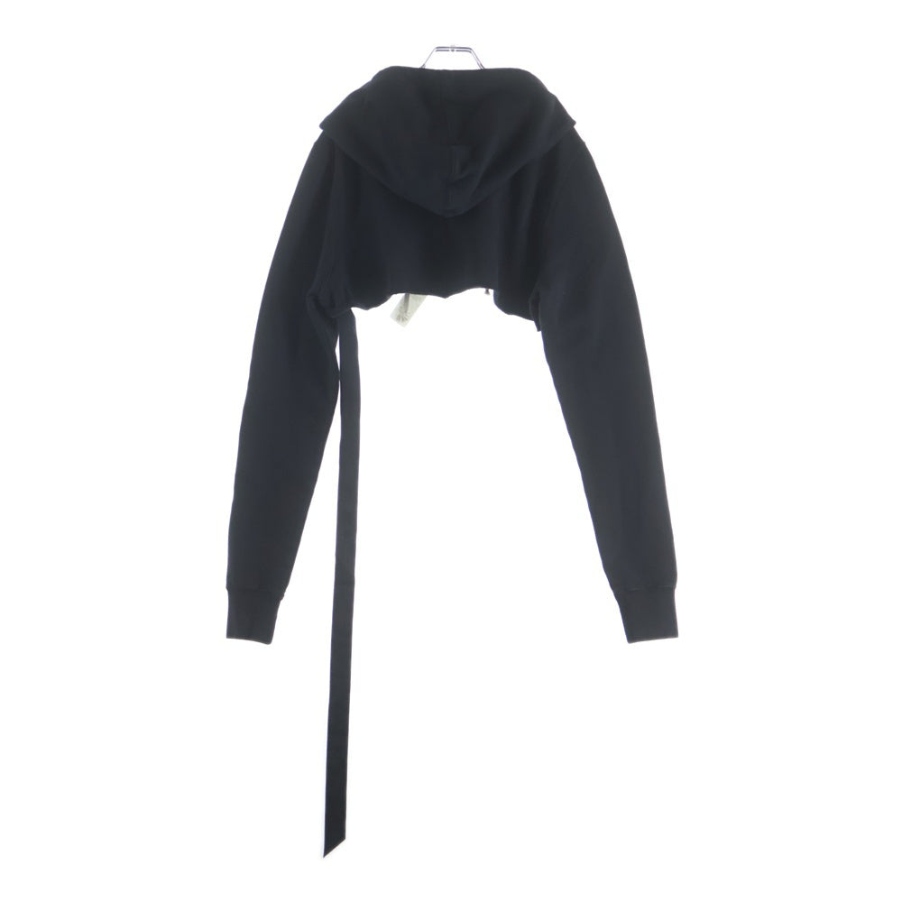 Rick Owens DRKSHDW(リックオウエンス ダークシャドウ) Hollywood Cropped Hoodie ハリウッド クロップド フーディ プルオーバーパーカー ブラック レディース DU01E3257-FP