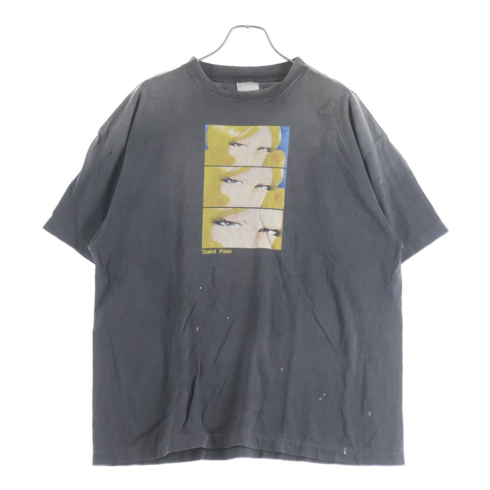 SAINT MICHAEL(セントマイケル) 25SS ×P.A.M SAINT PAM PM_SS TEE ビンテージ加工 クルーネックTシャツ グレー SM-HR8-0000-C45