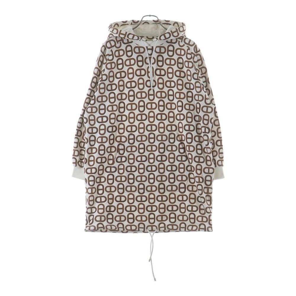 HERMES(エルメス) 24SS シェーヌダンクル ロゴ コットン ワンピース フーディー パーカー レディース ブラウン/ホワイト 4E4526DD