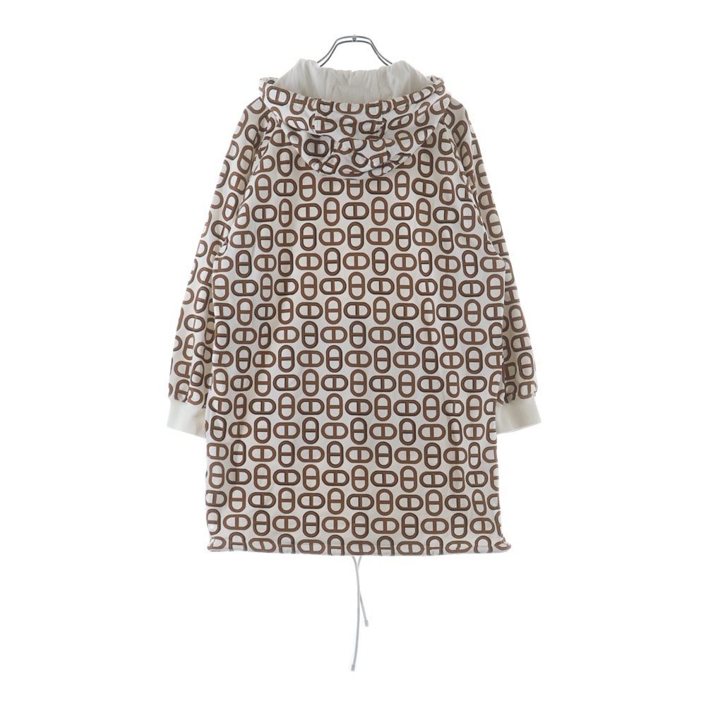 HERMES(エルメス) 24SS シェーヌダンクル ロゴ コットン ワンピース フーディー パーカー レディース ブラウン/ホワイト 4E4526DD
