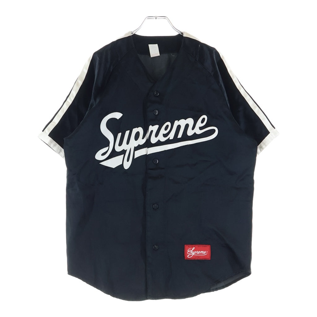 SUPREME(シュプリーム) 17SS Satin Baseball Jersey サテンベースボールジャージ 半袖シャツ ブラック