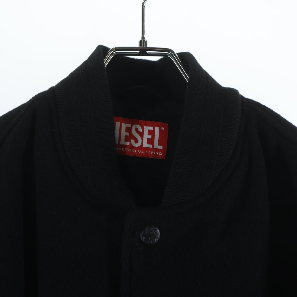 DIESEL(ディーゼル) Bomber Jacket フロント バックロゴ バーシティー スタジアム ジャケット スタジャン ブラック A19582