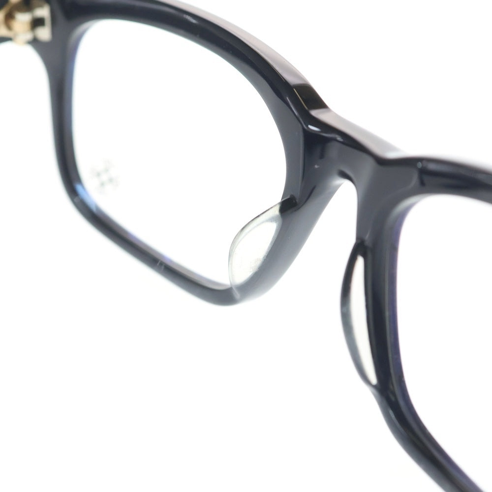 CHROME HEARTS(クロムハーツ) VAGILANTE ヴァジランテ クロステンプル スクエアフレーム クリアレンズ メガネ 眼鏡 アイウェア ブラック/ゴールド