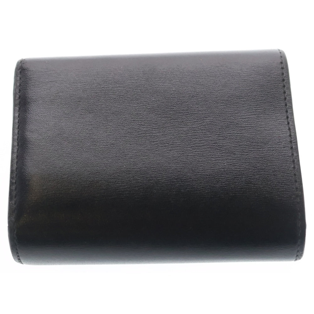 CELINE(セリーヌ) トリオンフ スモールフラップウォレット 三つ折り財布 コンパクトウォレット コインケース ブラック レザー ゴールド金具 レディース