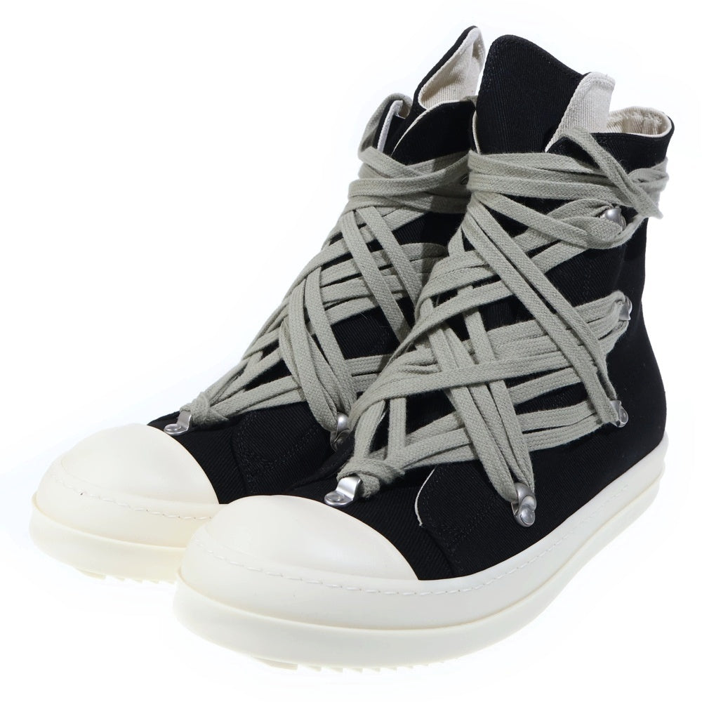 Rick Owens DRKSHDW(リックオウエンス ダークシャドウ) 26SS MEGALACE SNEAKS メガレース ハイカットスニーカー シューズ ブラック/ホワイト DU01F4809 DOW1