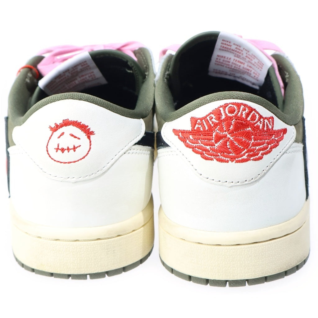 NIKE(ナイキ) ×TAVIS SCOTT AIR JORDAN1 LOW OG SP トラヴィス スコット エアジョーダン1 リバースオリーブ DM7866-200 ローカットスニーカー ホワイト/カーキ US7.5/25.5cm