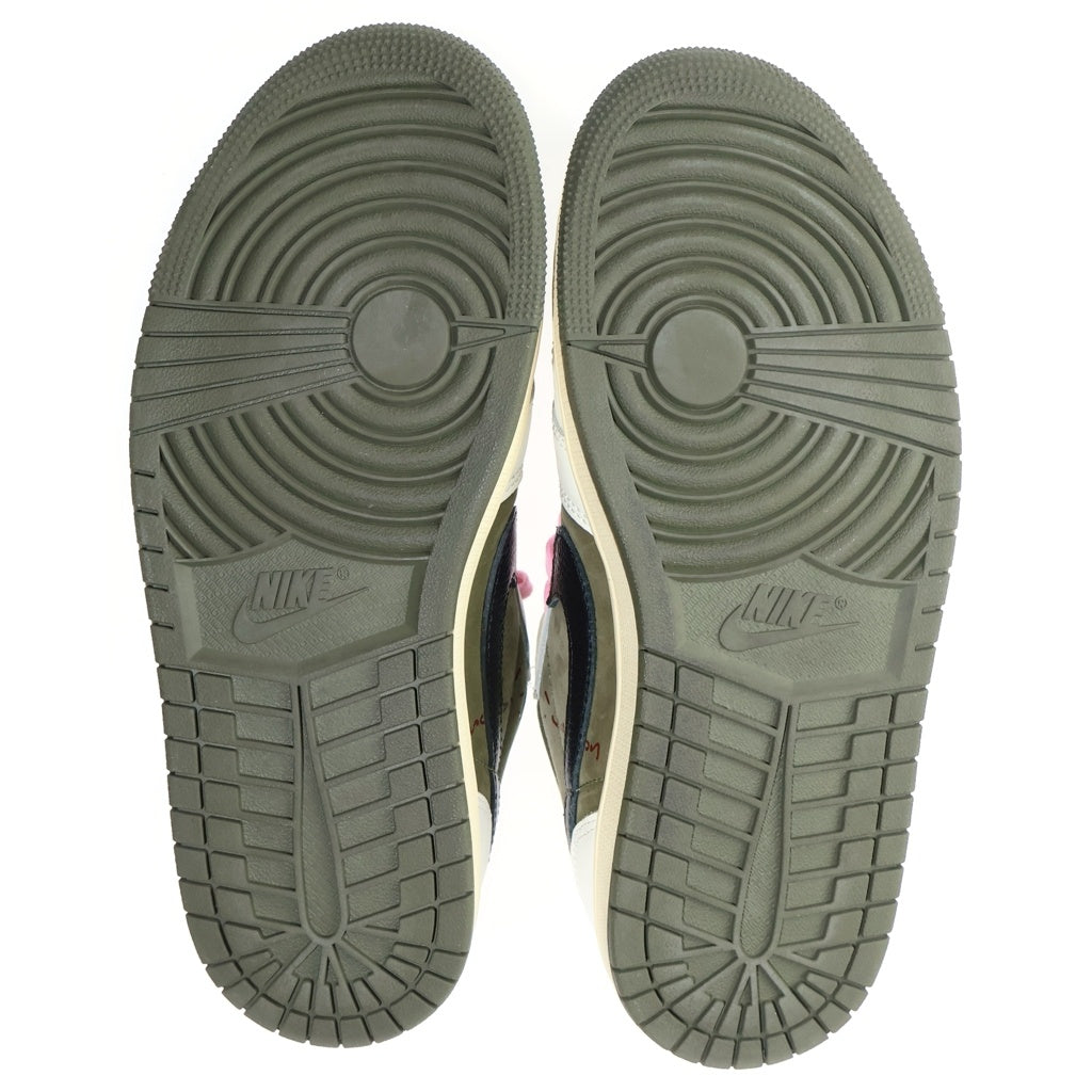 NIKE(ナイキ) ×TAVIS SCOTT AIR JORDAN1 LOW OG SP トラヴィス スコット エアジョーダン1 リバースオリーブ DM7866-200 ローカットスニーカー ホワイト/カーキ US7.5/25.5cm