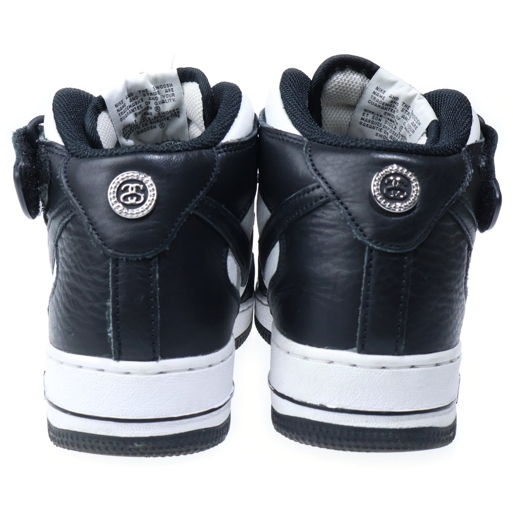 NIKE(ナイキ) ×STUSSY AIR FORCE 1 MID ステューシー エアフォース1 ミッドカットスニーカー ホワイト/ブラック US7.5/25.5cmcm DJ7840-002