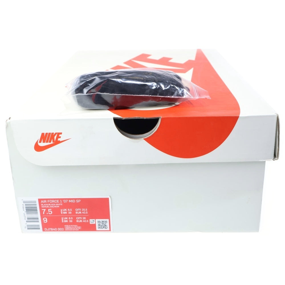 NIKE(ナイキ) ×STUSSY AIR FORCE 1 MID ステューシー エアフォース1 ミッドカットスニーカー ホワイト/ブラック US7.5/25.5cmcm DJ7840-002