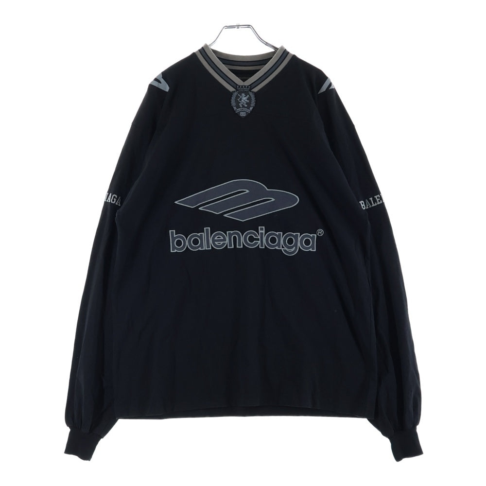 BALENCIAGA(バレンシアガ) Long sleeve Football T-shirt フロント バックロゴ フットボール 長袖Tシャツ カットソー ブラック