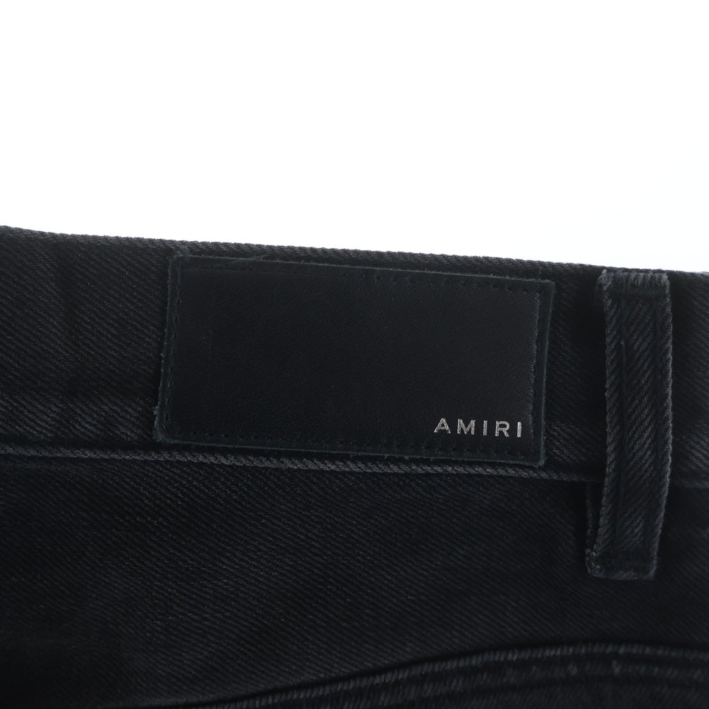 AMIRI(アミリ) MA Bar Logo Straight Fit Aged Denim Jeans MAバーロゴ ストレートフィットエイジドデニムジーンズ デニムパンツ ロゴ刺繍 ダメージ加工 ブラック