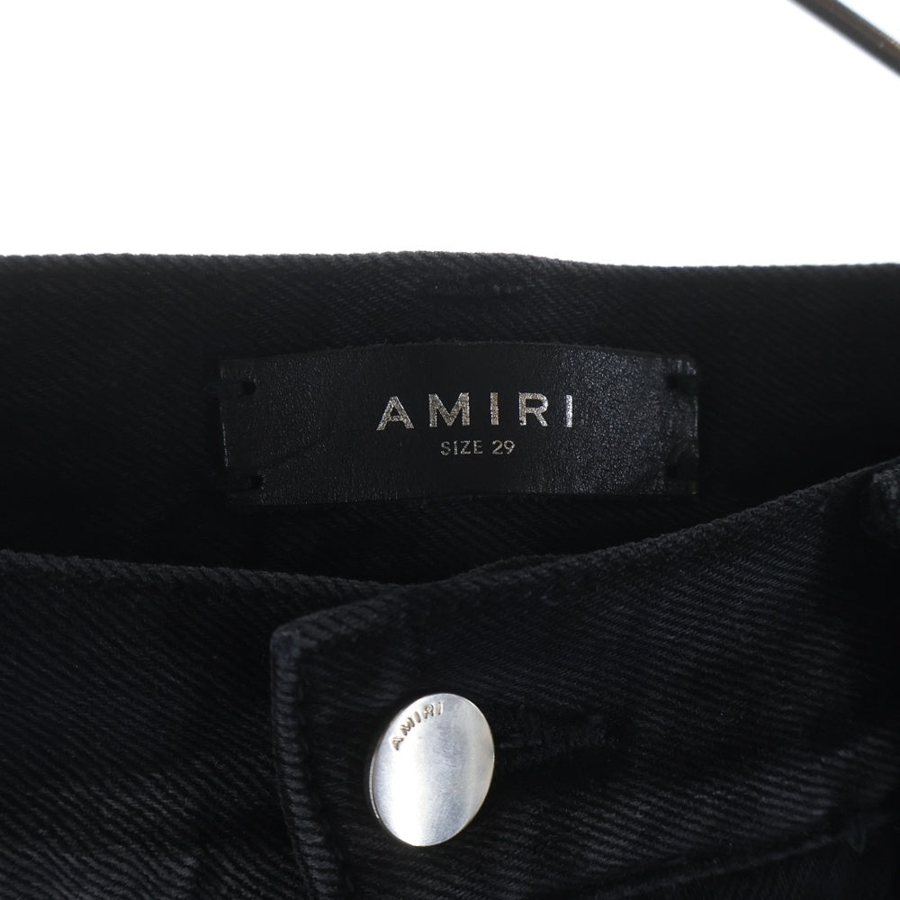 AMIRI(アミリ) MA Bar Logo Straight Fit Aged Denim Jeans MAバーロゴ ストレートフィットエイジドデニムジーンズ デニムパンツ ロゴ刺繍 ダメージ加工 ブラック