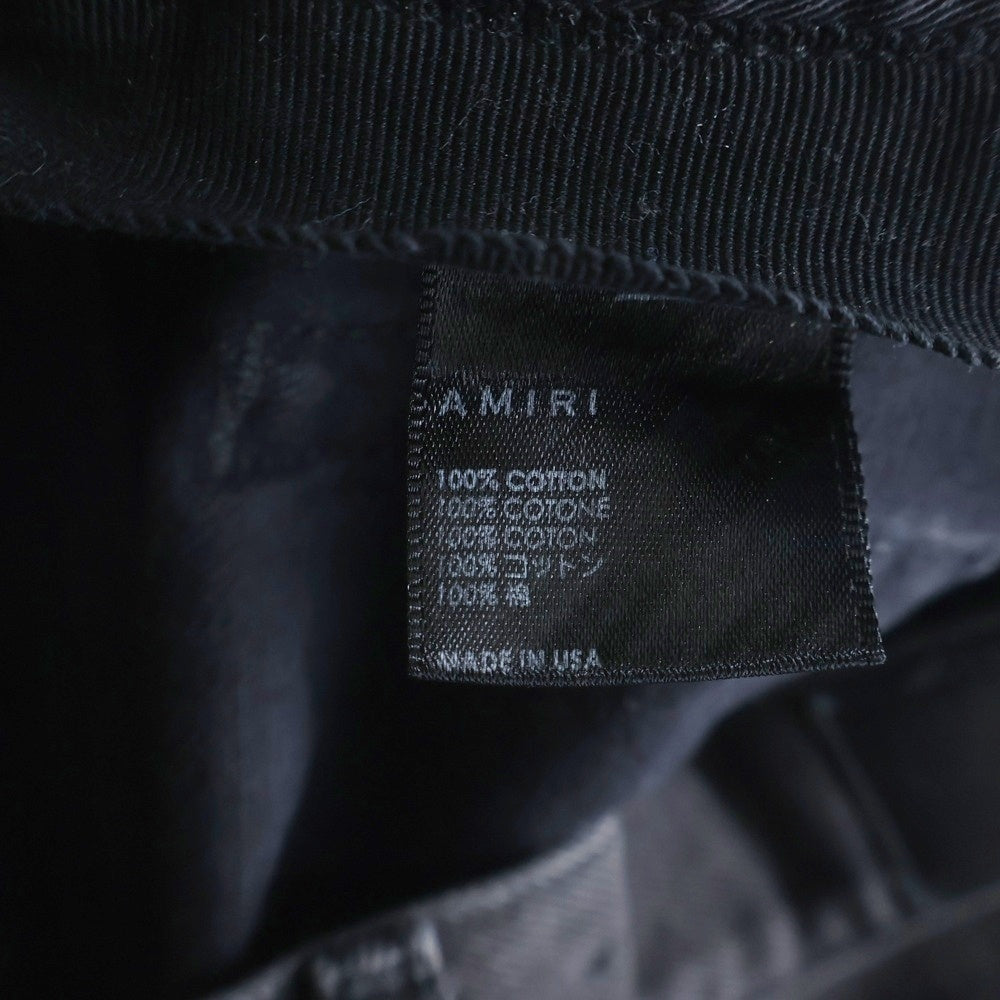 AMIRI(アミリ) MA Bar Logo Straight Fit Aged Denim Jeans MAバーロゴ ストレートフィットエイジドデニムジーンズ デニムパンツ ロゴ刺繍 ダメージ加工 ブラック