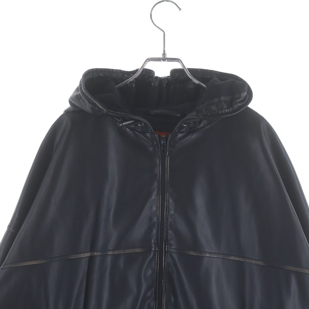 DIESEL(ディーゼル) J-ANTIL フェイクレザーブルゾン フーディージップアップジャケット ブラック A17277-J