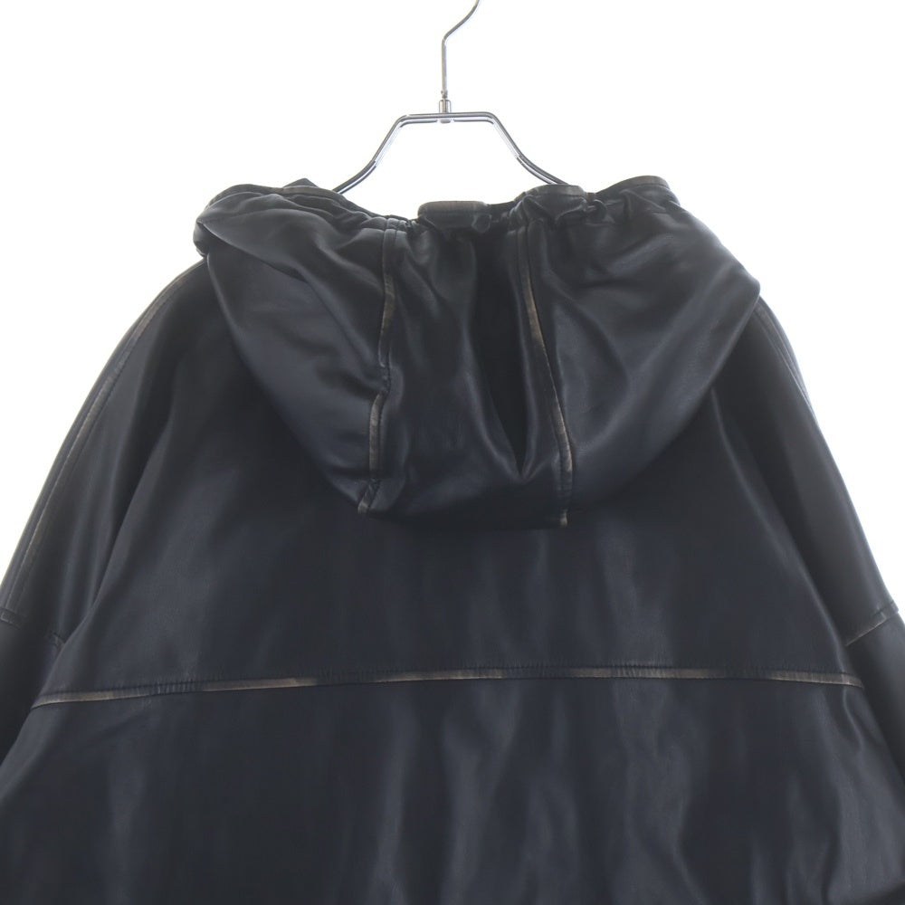 DIESEL(ディーゼル) J-ANTIL フェイクレザーブルゾン フーディージップアップジャケット ブラック A17277-J