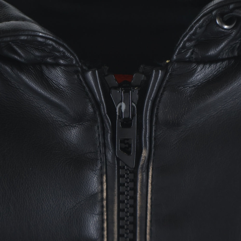 DIESEL(ディーゼル) J-ANTIL フェイクレザーブルゾン フーディージップアップジャケット ブラック A17277-J